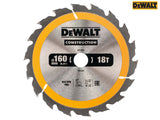 DEWALT Portable Construction Circular Saw Blade 160 x 20mm x 18T