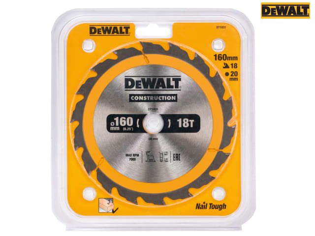 DEWALT Portable Construction Circular Saw Blade 160 x 20mm x 18T