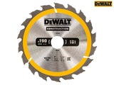 DEWALT Portable Construction Circular Saw Blade 190 x 30mm x 18T