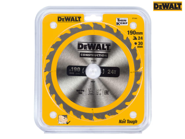 DEWALT Portable Construction Circular Saw Blade 190 x 30mm x 24T