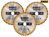 DEWALT DT1962 Construction Circular Saw Blade 3 Pack 216 x 30mm 2 x 24T 1 x 40T