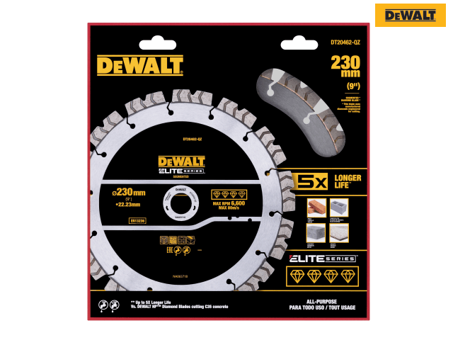 DEWALT ELITE SERIES All Purpose Diamond Segmented Wheel 230 x 22.2mm