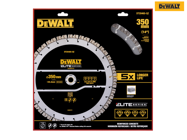 DEWALT ELITE SERIES Rebar Concrete Diamond Wheel 350 x 25.4mm