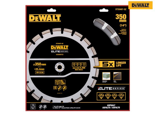 DEWALT ELITE SERIES Asphalt Diamond Segmented Wheel 350 x 25.4mm