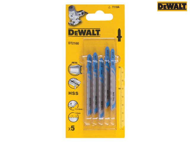 DEWALT HSS Metal Cutting Jigsaw Blades Pack of 5 T118A