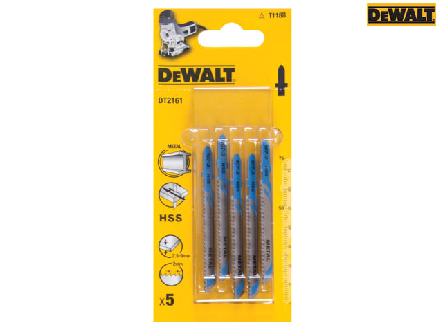 DEWALT HSS Metal Cutting Jigsaw Blades Pack of 5 T118B