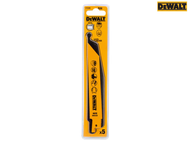 DEWALT Bi-Metal Reciprocating Blade for Metal Cordless 152mm x 18 TPI (Pack 5)