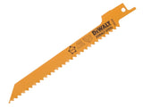 DEWALT Bi-Metal Reciprocating Blade for Wood, Fine Fast Cuts 152mm x 6 TPI (Pack 5)