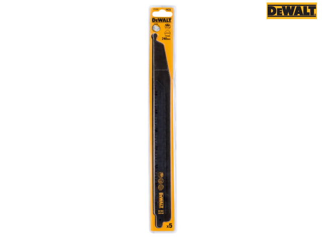 DEWALT HCS Reciprocating Blade for Wood, Fast Cuts 240mm x 5/6.5 TPI Pack of 5