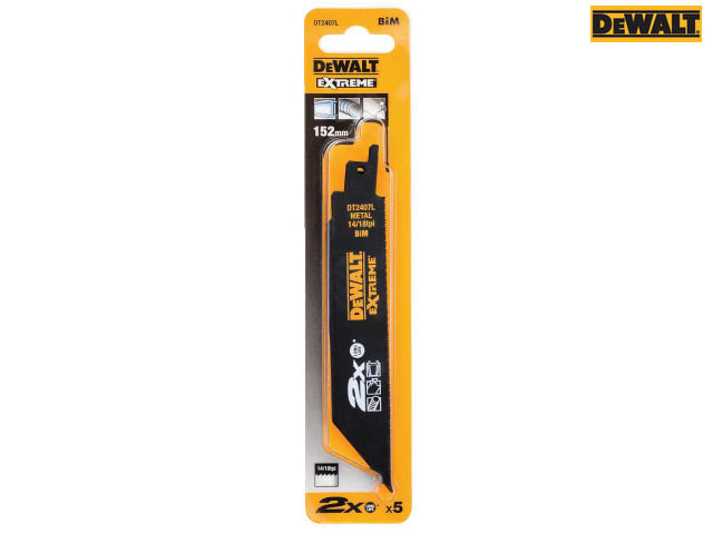 DEWALT 2X Life Metal Reciprocating Blade 152mm x 14/18 TPI Pack of 5