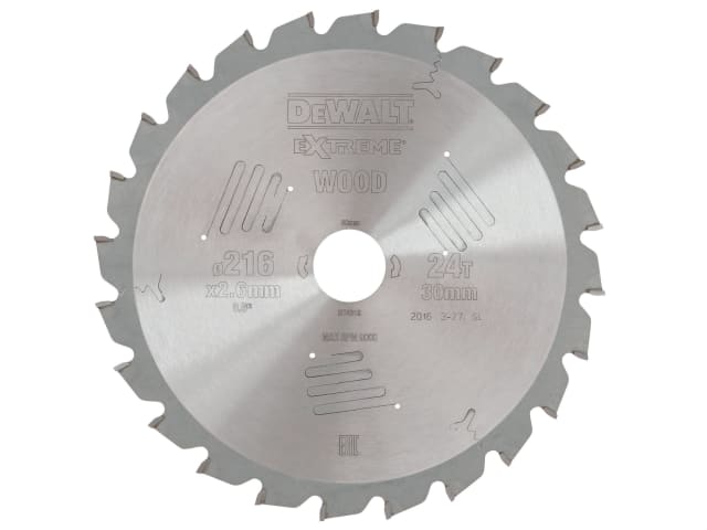 DEWALT Series 60 Circular Saw Blade 216 x 30mm x 24T ATB/Neg