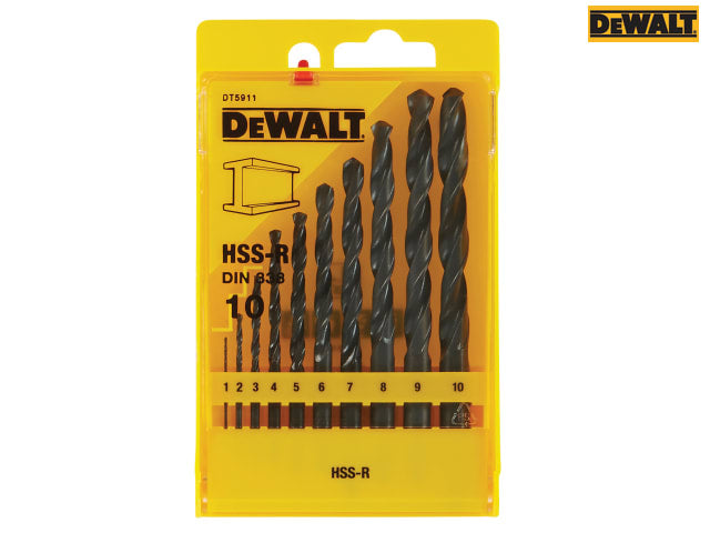 DEWALT DT5911 HSS-R Jobber Drill Bit Set, 10 Piece