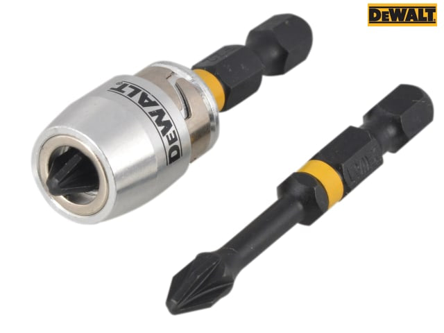 DEWALT Impact Torsion Bits PZ2 x 50mm (x2) and Magnetic Screwlock Sleeve