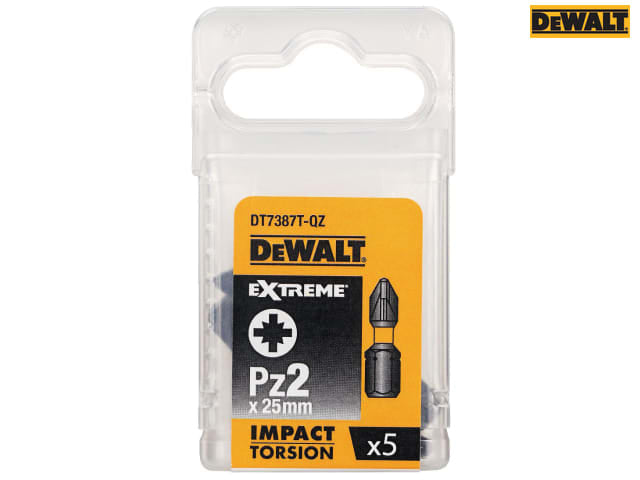 DEWALT Extreme Impact Torsion Bits PZ2 x 25mm (Pack 5)