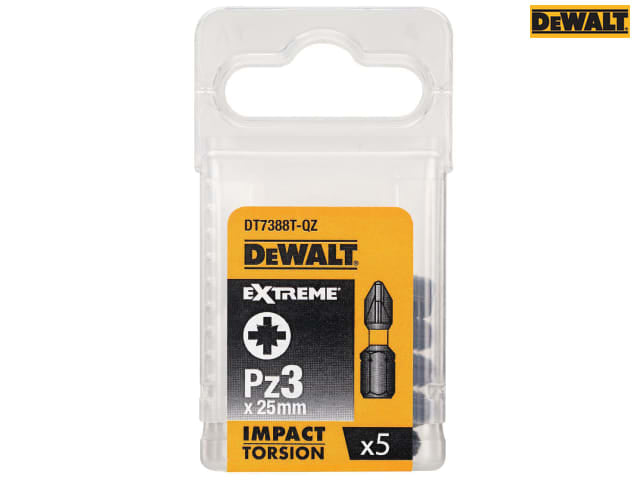 DEWALT Extreme Impact Torsion Bits PZ3 x 25mm (Pack 5)