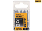 DEWALT Extreme Impact Torsion Bits PZ2 x 50mm (Pack 5)