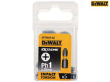 DEWALT Impact Torsion Bits PH1 x 25mm (Pack 5)