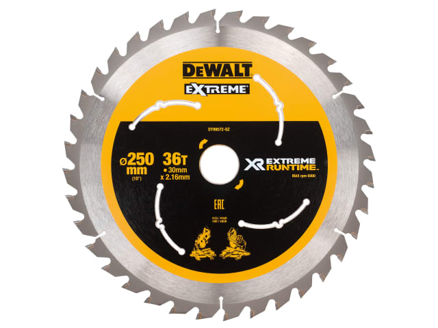 DEWALT Extreme Runtime FlexVolt Mitre Saw Blade 250 x 30mm x 36T