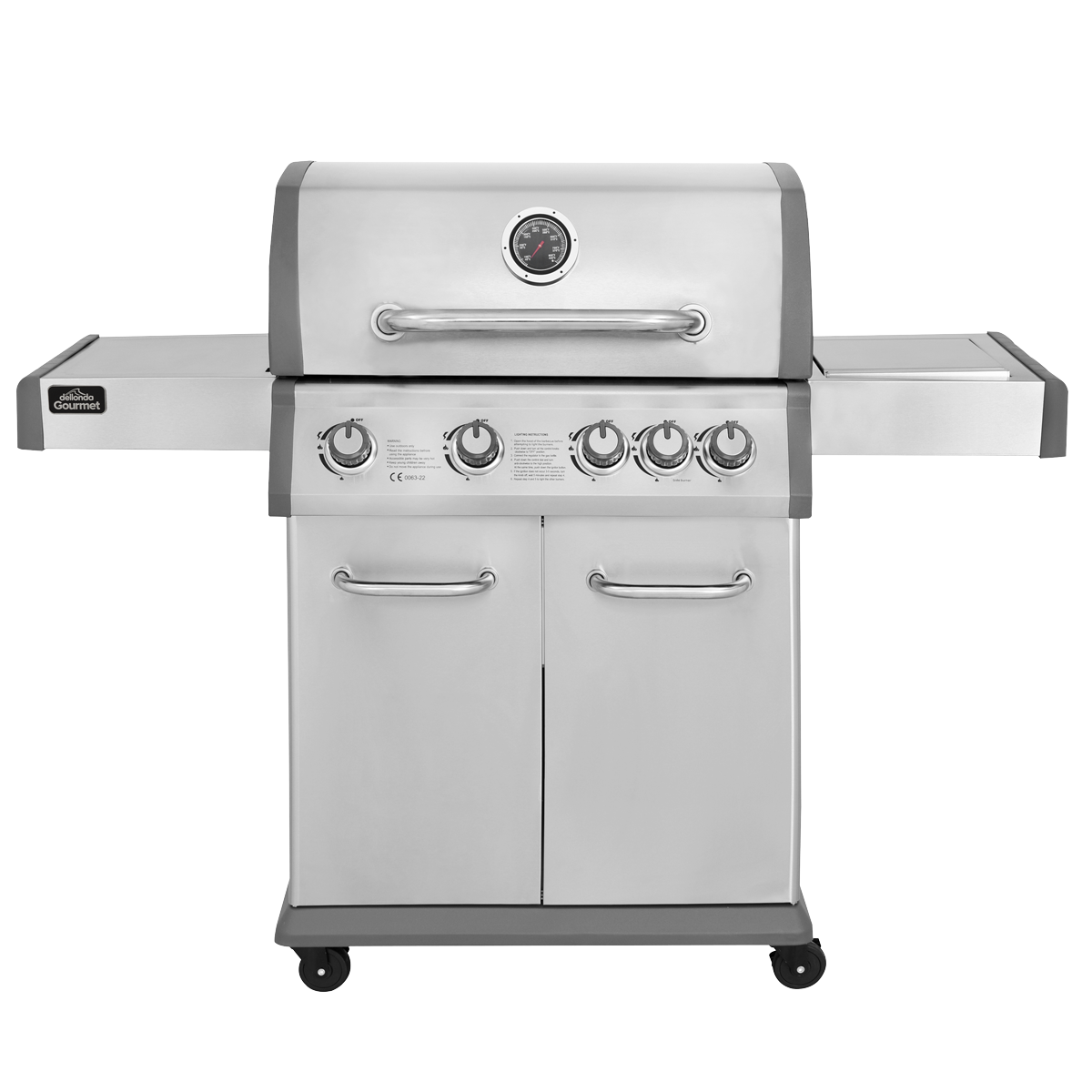 Sealey Dellonda 4+1 Burner Deluxe Gas BBQ Grill, Stainless Steel, Side Burner, Ignition