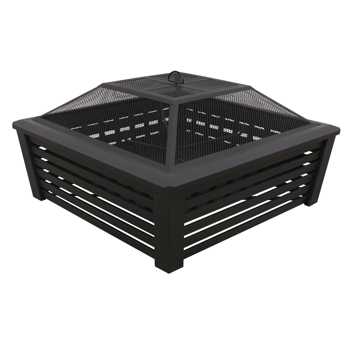 Sealey Dellonda 35" Square Outdoor Fire Pit, Black