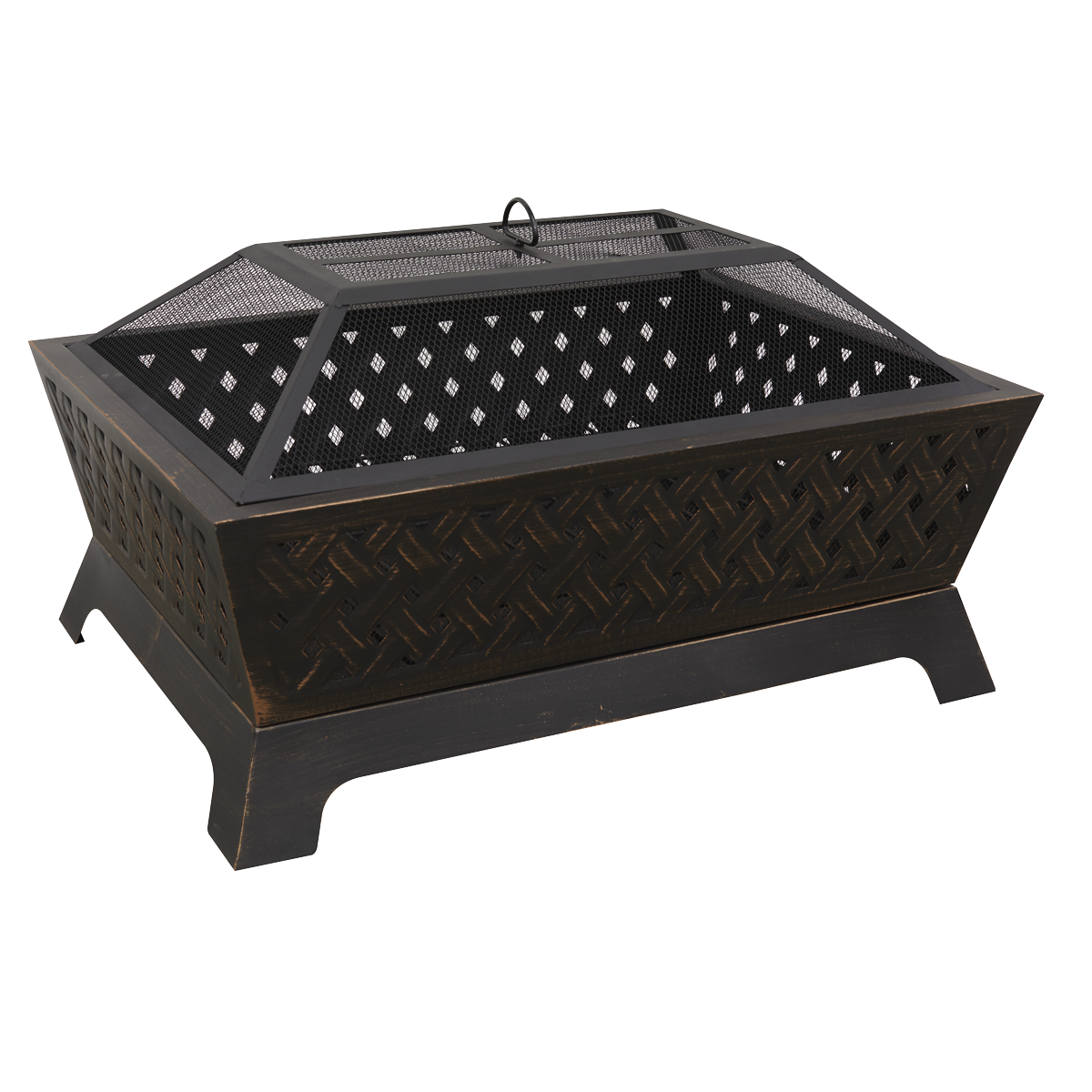 Sealey Dellonda 35" Rectangular Outdoor Fire Pit, Antique Bronze Effect