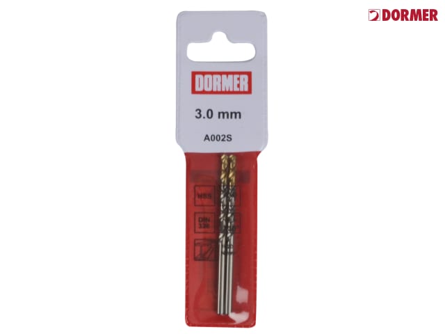 Dormer A002 HSS-TiN Coated Jobber Drills (2) 3.0mm OL:61mm WL:33mm