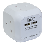 Sealey Extension Cable Cube 1.4m 4 x 230V & 2 x USB Sockets - White
