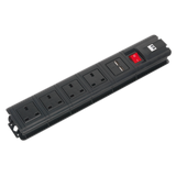 Sealey Extension Cable 2.6m 4 x 230V + 2 x USB Sockets - Black