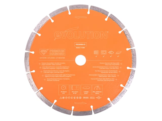 Evolution Premium Diamond Disc Cutter Blade 230 x 22.2mm