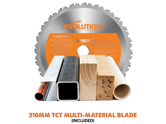 Evolution R210SMS+ Pro Multi-Material Sliding Mitre Saw 210mm 1500W 240V