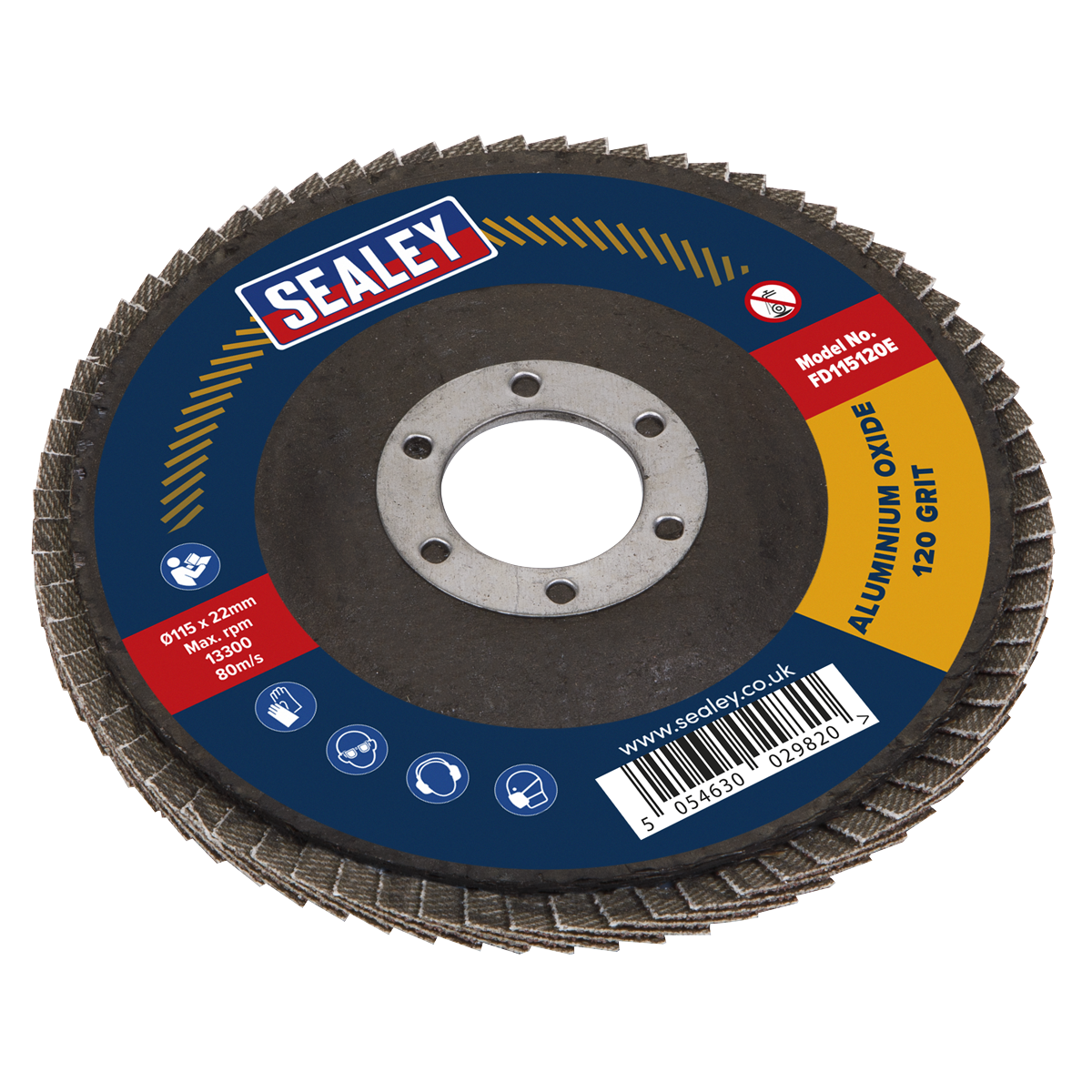 Sealey Flap Disc Aluminium Oxide Ø115mm Ø22mm Bore 120Grit