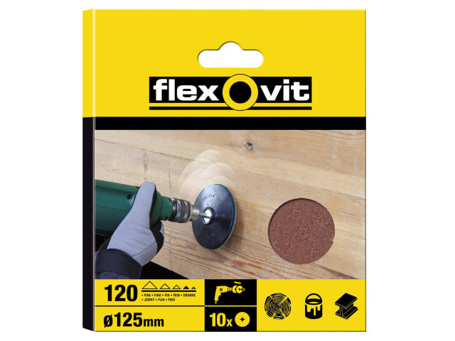 Flexovit Drill Mountable Disc 125mm Coarse 50G (Pack 10)