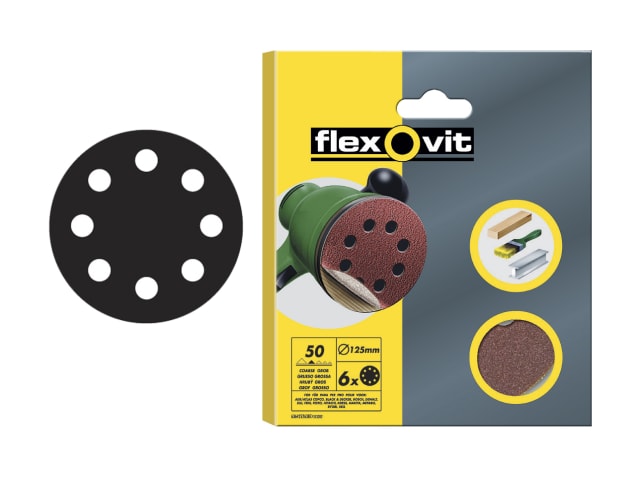 Flexovit Hook & Loop Sanding Disc 125mm Assorted (Pack 25)