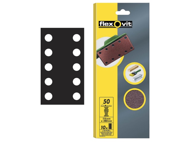 Flexovit 1/2 Sanding Sheets Perforated Fine 120 Grit (Pack 10)