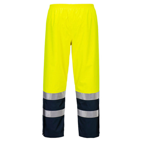 Portwest Bizflame Rain+ Hi-Vis Light Arc Trousers #colour_yellow-navy