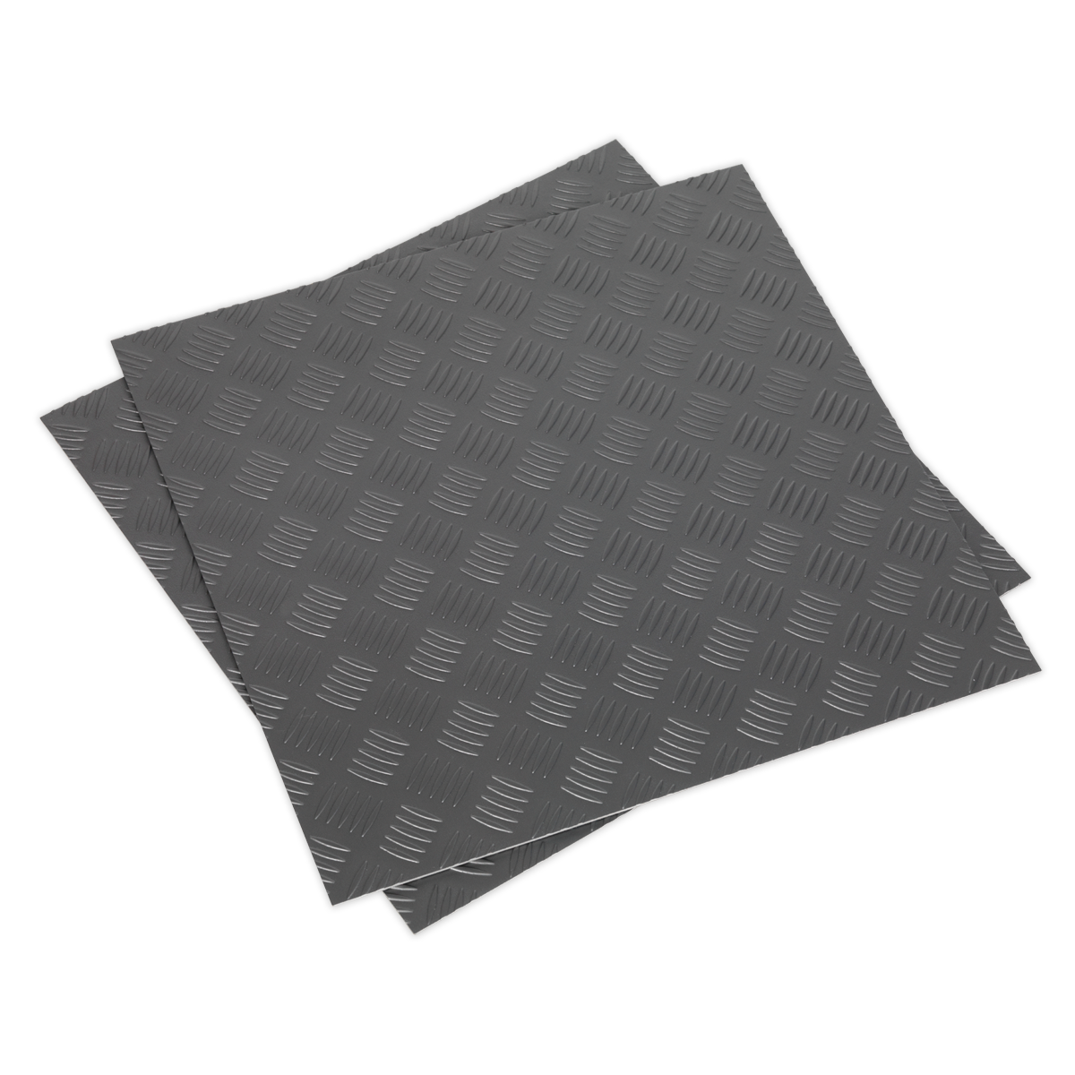Sealey Vinyl Floor Tile with Peel & Stick Backing - Silver Treadplate Pack of 16