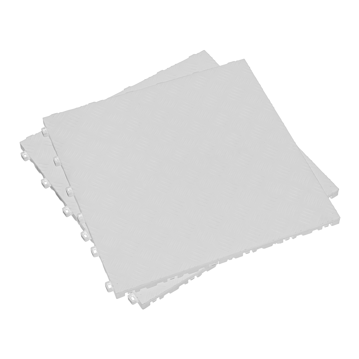 Sealey Polypropylene Floor Tile 400 x 400mm - White Treadplate - Pack of 9