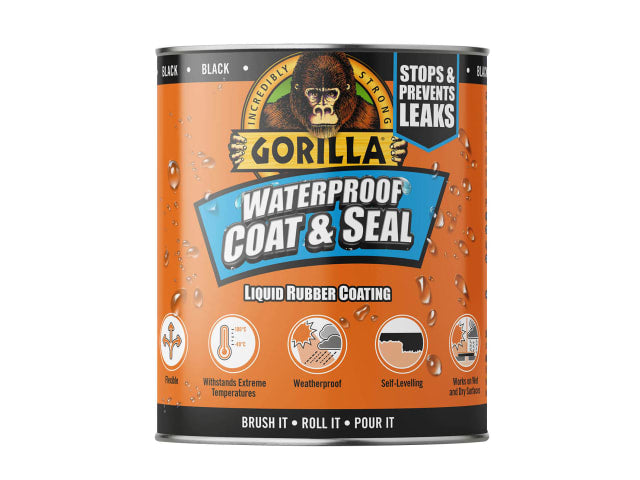 Gorilla Glue Waterproof Coat & Seal Liquid Rubber Coating Black 946ml