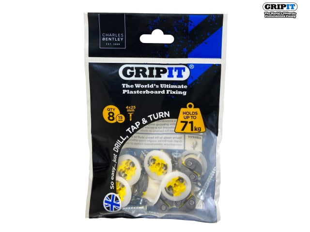 Gripit Yellow Plasterboard Fixings 15mm (Pack 8)