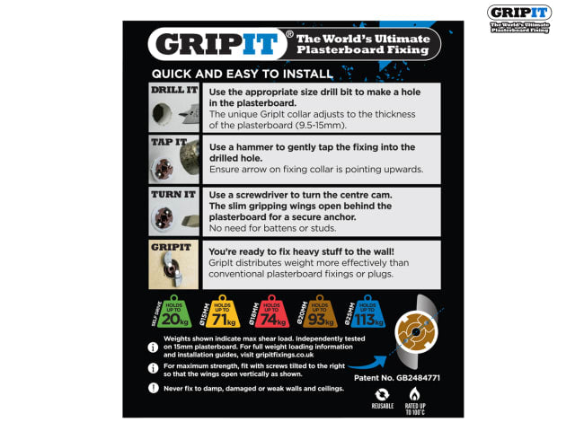 Gripit Brown Plasterboard Fixings 20mm (Pack 8)