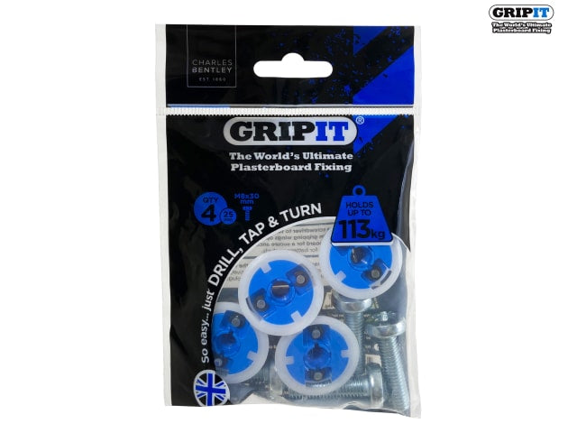 Gripit Blue Plasterboard Fixings 25mm (Pack 4)