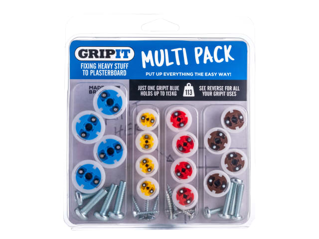 Gripit Plasterboard Fixings Multi Pack,16 Piece, Clam Pack