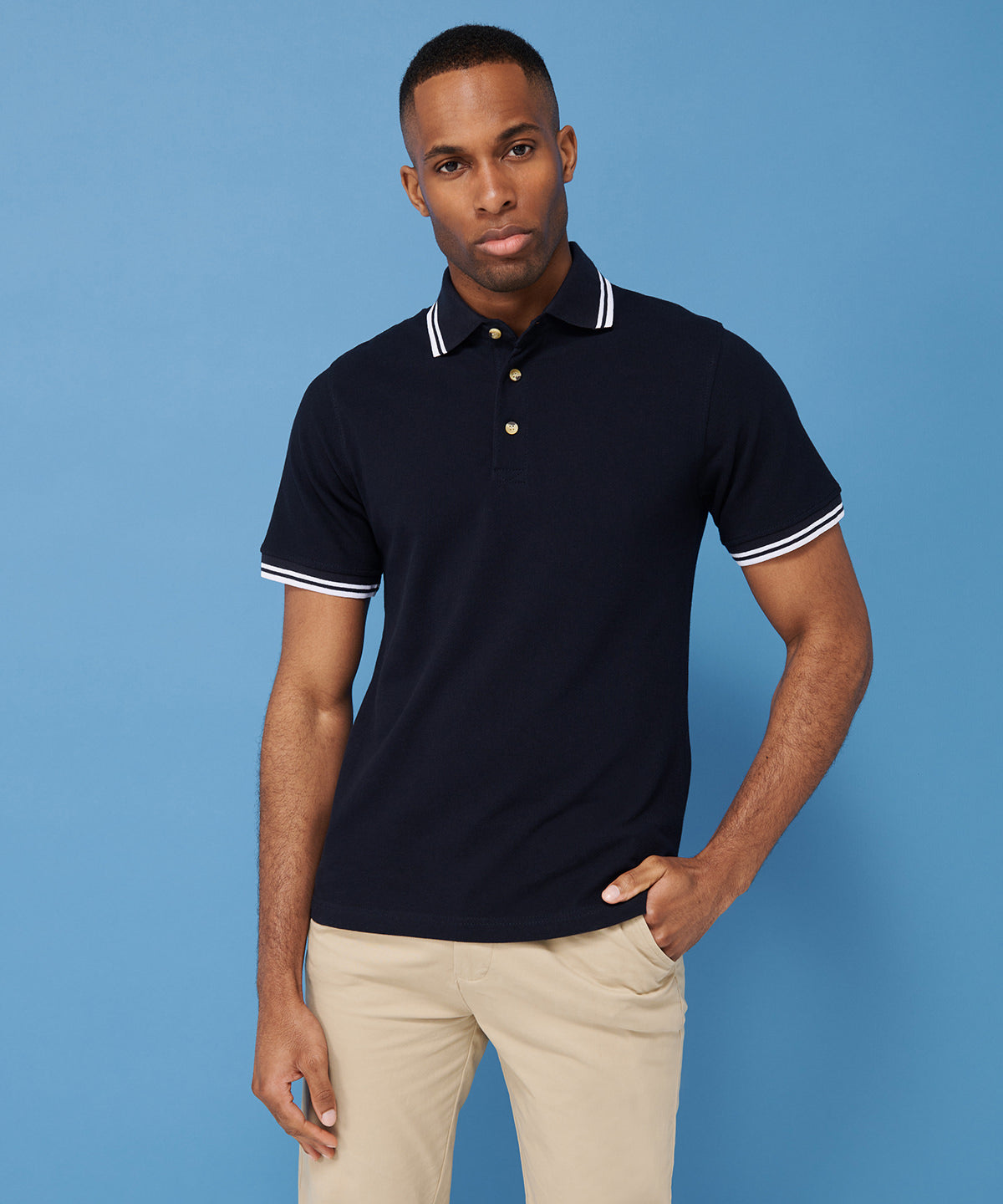 Henbury Double Tipped Collar And Cuff Polo Shirt