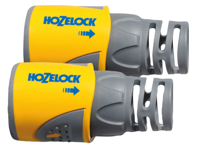 Hozelock 2050 Hose End Connector Plus for 12.5-15mm (1/2-5/8in) Hose (Twin Pack)