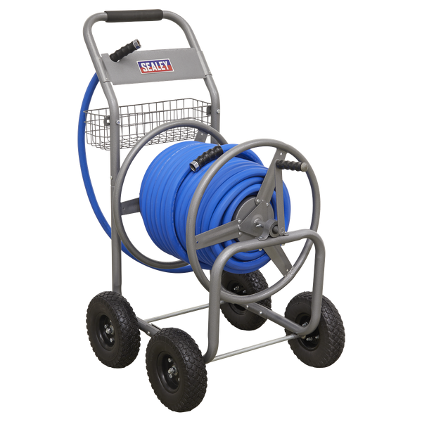 Heavy-Duty Hose Reel Cart with 30m Heavy-Duty Ø19mm Hot & Cold Rubber Water  Hose