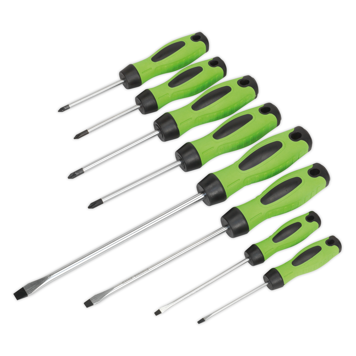 Sealey Screwdriver Set 8pc Hi-Vis Green