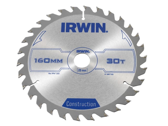 IRWIN® Construction Circular Saw Blade 160 x 20mm x 30T ATB