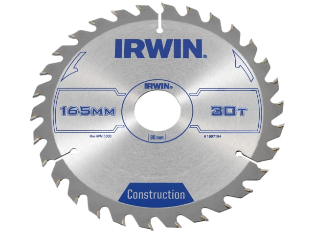 IRWIN® Construction Circular Saw Blade 165 x 30mm x 30T ATB