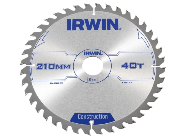 IRWIN® Construction Circular Saw Blade 210 x 30mm x 40T ATB