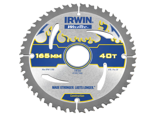 IRWIN® Weldtec Circular Saw Blade 165 x 30mm x 40T ATB